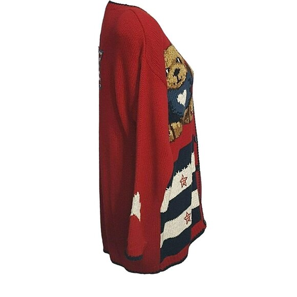 Vintage 80s Marsh Landing Womens Knit Sweater M Red Button Front Cardigan - Picture 5 of 12